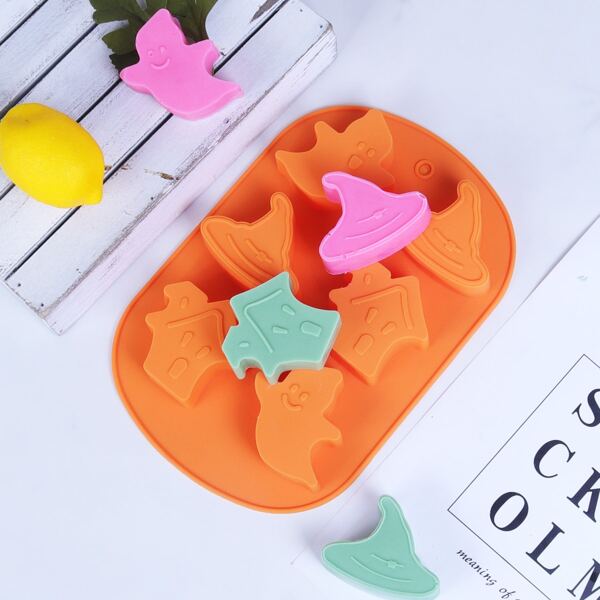 

1pc 6 Grid Pudding Mold, Orange