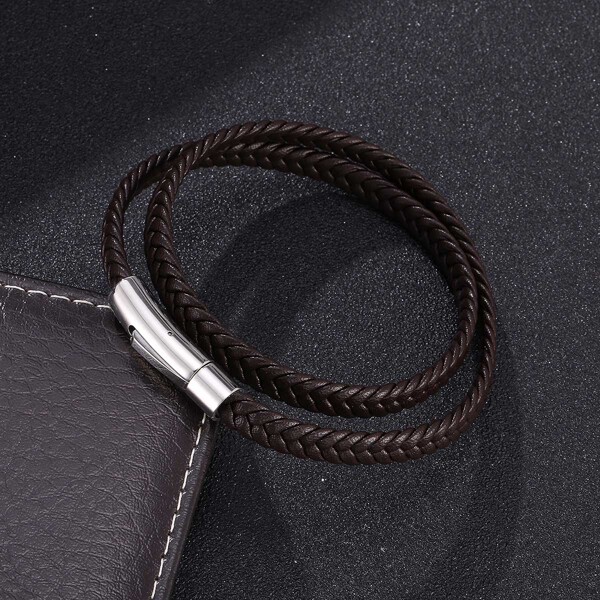 

Men PU Leather Braided Bracelet, Brown