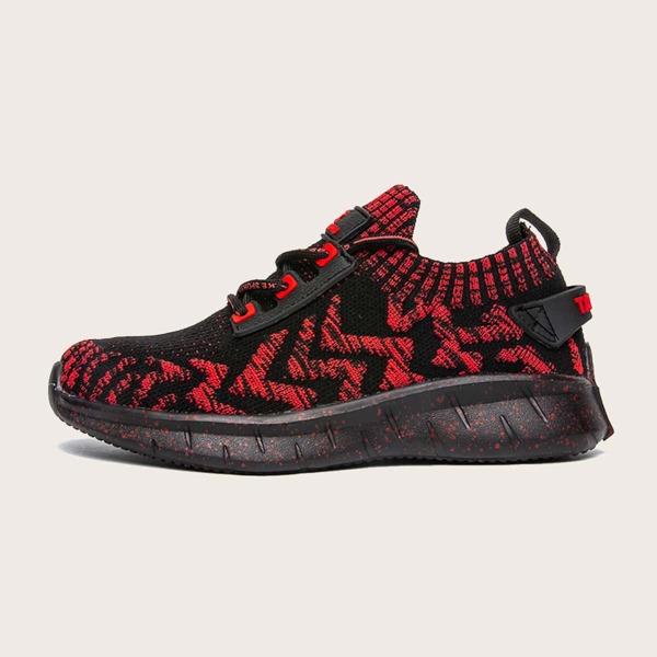

Boys Lace Up Decor Knit Running Shoes, Black