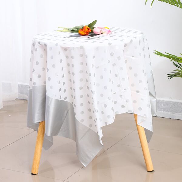 

Polka Dot Water Proof Tablecloth, Silver