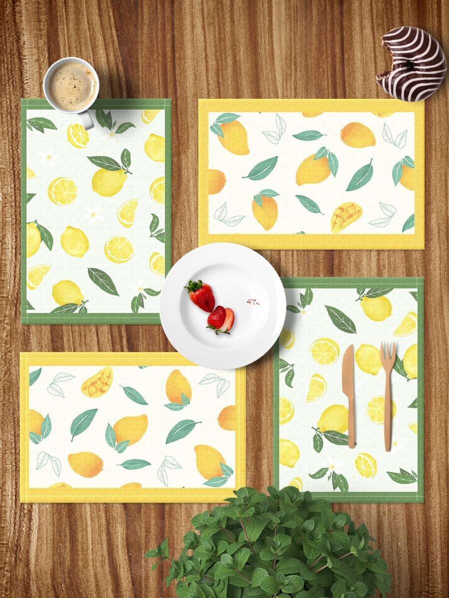 1pc Mango Print Random Placemat - Multicolor - View 1
