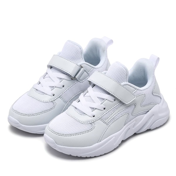 

Girls Minimalist Mesh Panel Velcro Strap Sneakers, White