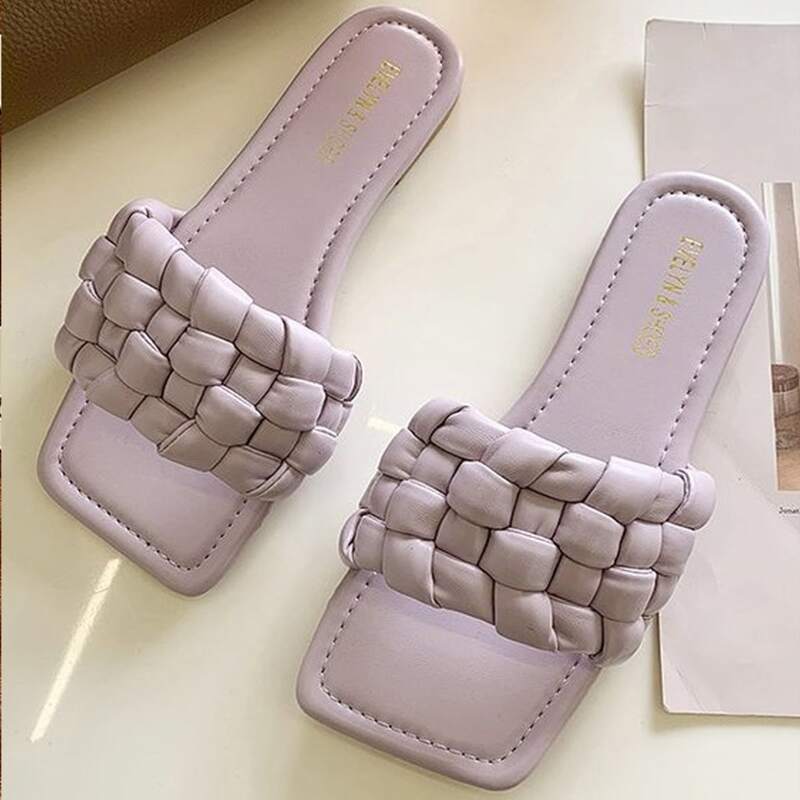 

Braided Slide Sandals, Purple