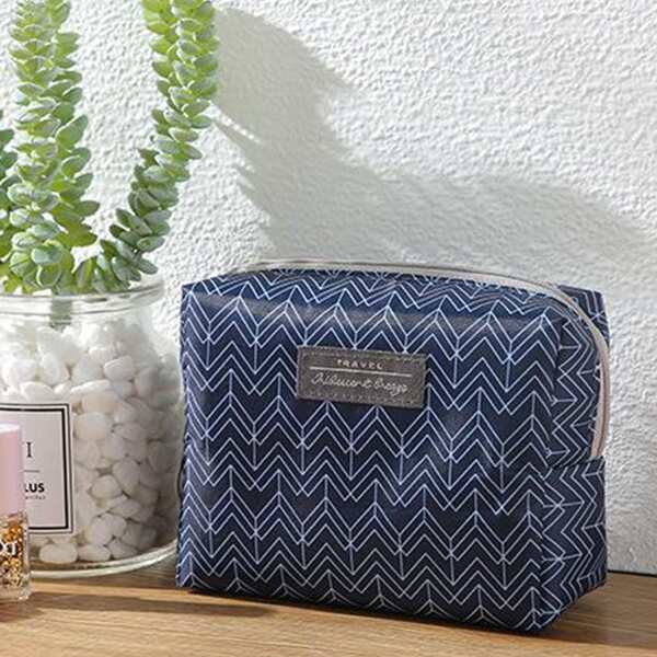 

Geometric Pattern Storage Bag, Blue
