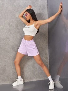 SHEIN Shorts mit Band, Schlitz