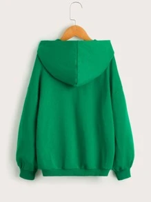 SHEIN 女孩字母圖案落肩袖連帽衫