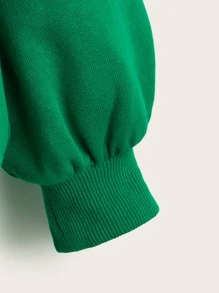 SHEIN 女孩字母圖案落肩袖連帽衫