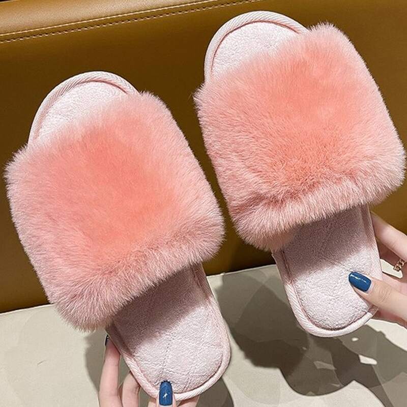 

Minimalist Fluffy Slippers, Pink