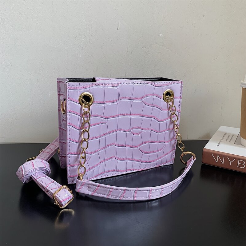

Croc Embossed Shoulder Bag, Purple