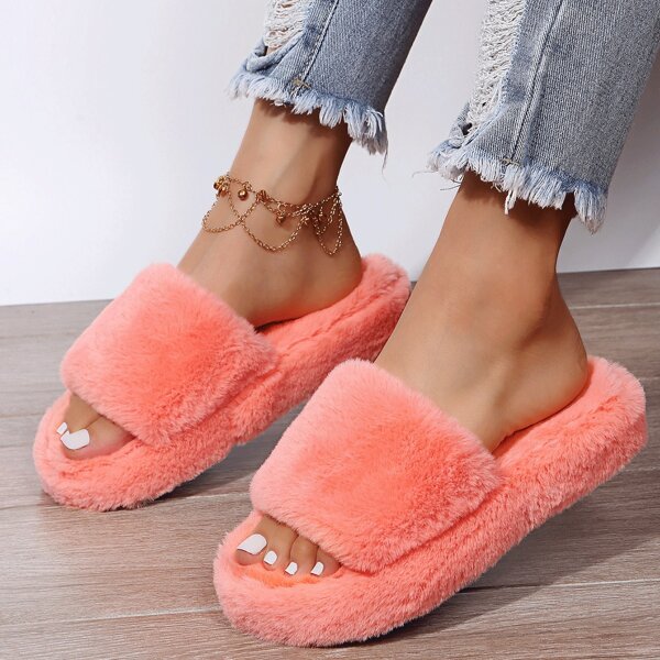 

Minimalist Fluffy Bedroom Slippers, Orange