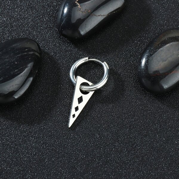 

1pc Men Triangle Charm Earring, Silver