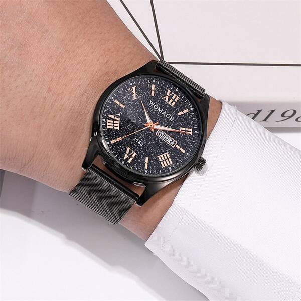 

Men Round Pointer Calendar Quartz Watch