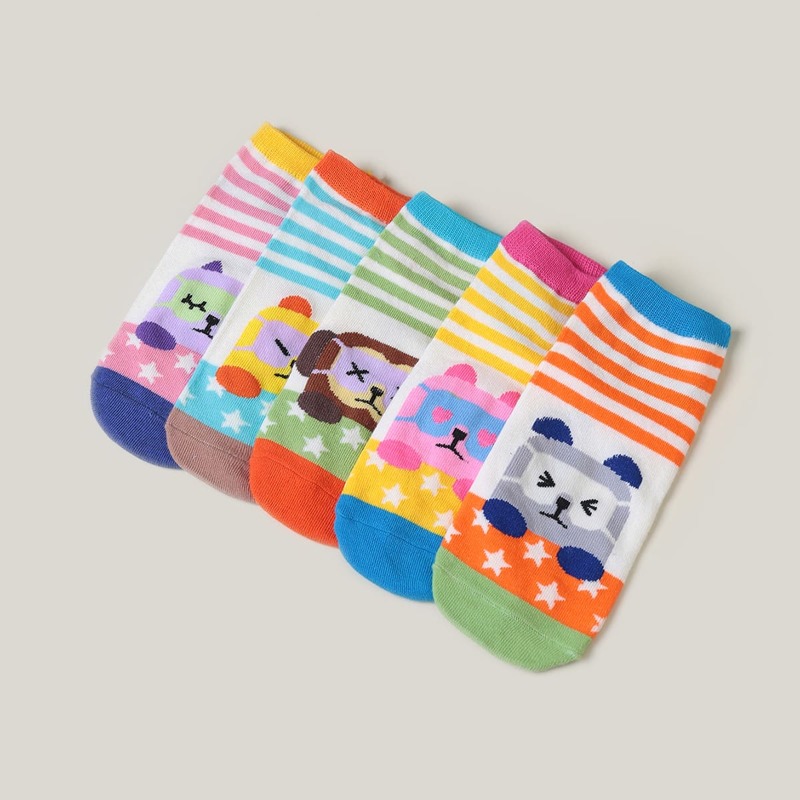 

5pairs Cartoon Pattern Invisible Socks, Multicolor