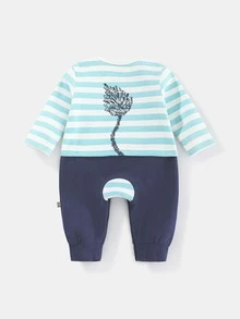 Peninsula Baby 男嬰蝴蝶結細節獅子圖案條紋圖案連身褲 - 彩色 - 查看 2