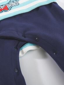 Peninsula Baby 男嬰蝴蝶結細節獅子圖案條紋圖案連身褲 - 彩色 - 查看 4