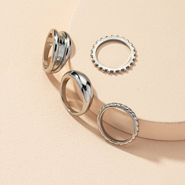 

4pcs Alloy Ring, Silver