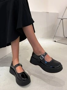 Zapatos plataforma mary jane - Negro - Ver 4