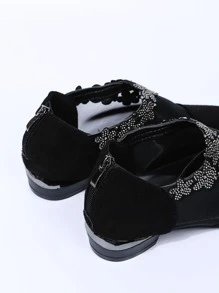 Zapatillas slip on con patrón floral panel con malla - Negro - Ver 2