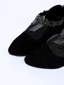 Zapatillas slip on con patrón floral panel con malla - Negro - Ver 3