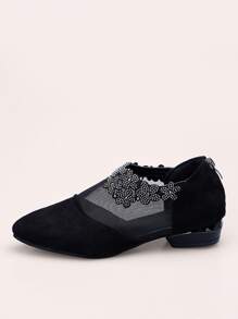Zapatillas slip on con patrón floral panel con malla - Negro - Ver 6