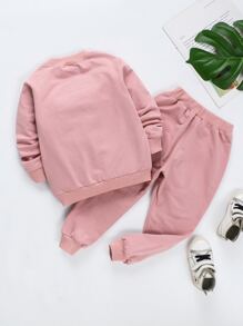 SHEIN 少女獨角獸印花套頭衫和運動褲