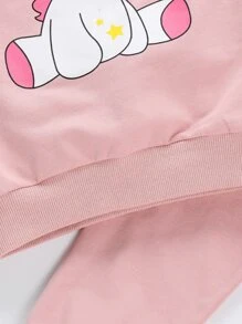 SHEIN 少女獨角獸印花套頭衫和運動褲