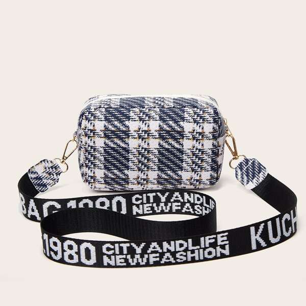 

Plaid Pattern Square Bag, Multicolor