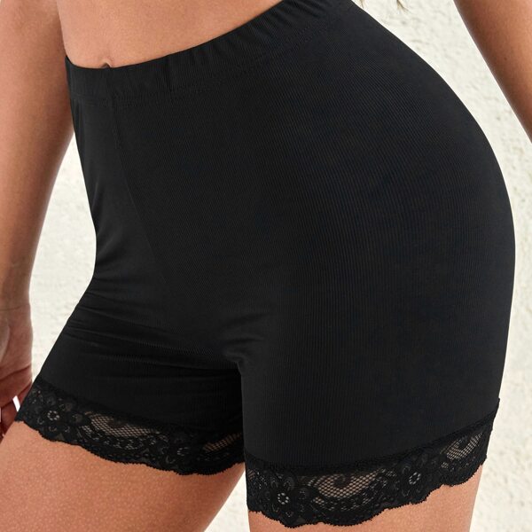 

Lace Trim Lounge Shorts, Black