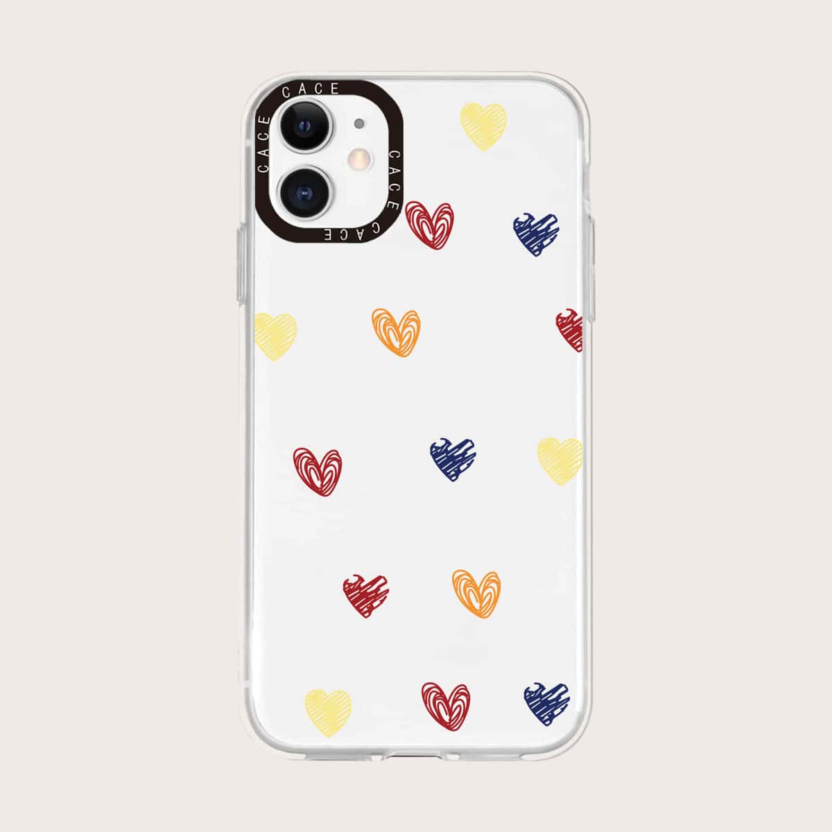 

Heart Pattern Clear Phone Case, Multicolor