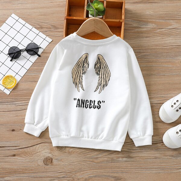 

Toddler Girls Wings And Letter Graphic Sweatshirt, White