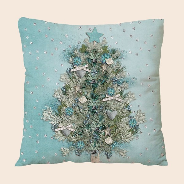 

Christmas Tree Print Cushion Cover Without Filler, Multicolor