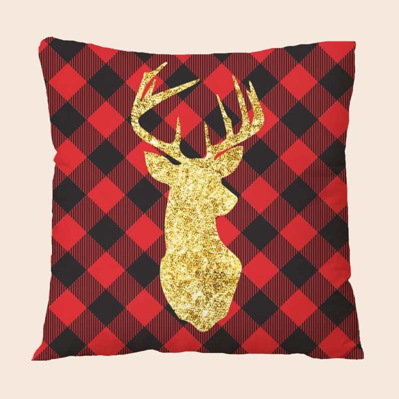 

Deer Print Cushion Cover Without Filler, Multicolor