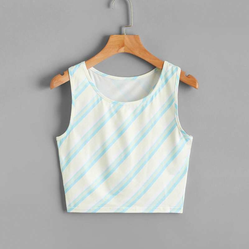 

Striped Crop Tank Top, Multicolor