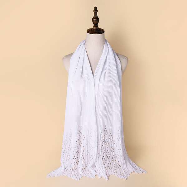 

Solid Pleated Scarf, White