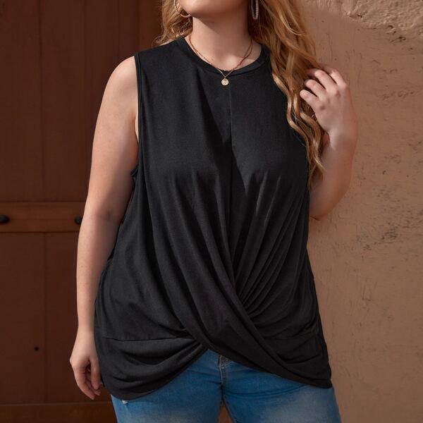 

Plus Twist Hem Tank Top, Black