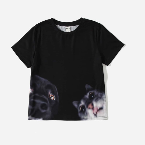 

Boys Animal Print Tee, Black