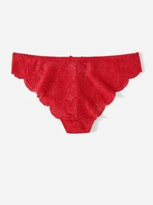 Floral Lace Panty - Red - View 2