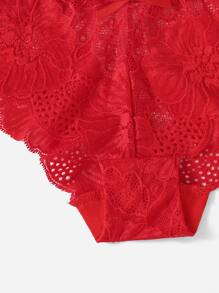 Floral Lace Panty - Red - View 4