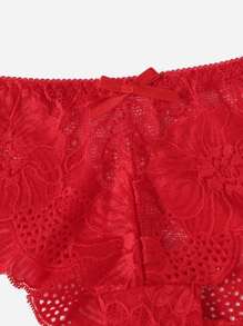 Floral Lace Panty - Red - View 5