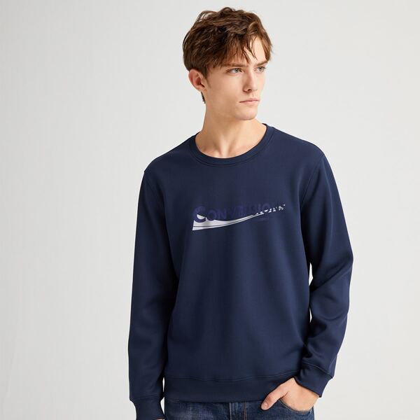 

Men Letter Graphic Pullover, Navy blue