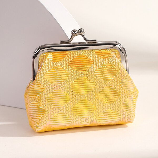 

Mini Geometric Graphic Kiss Lock Purse, Yellow