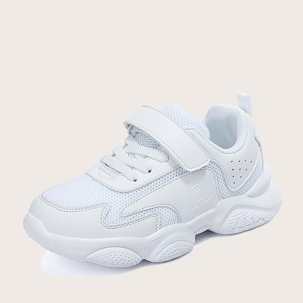 

Girls Minimalist Mesh Panel Velcro Strap Sneakers, White
