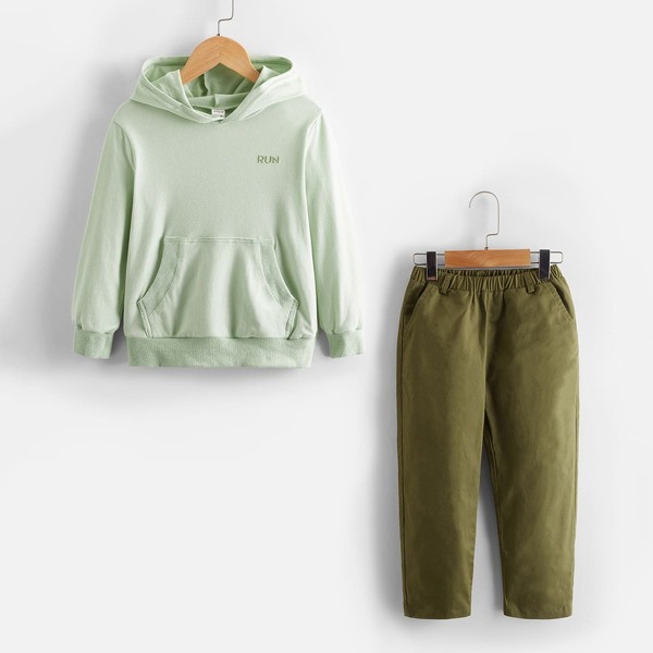 

Toddler Boys Letter Embroidery Hoodie & Pants, Multicolor