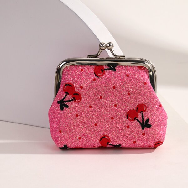 

Cartoon Graphic Kiss Lock Purse, Pink