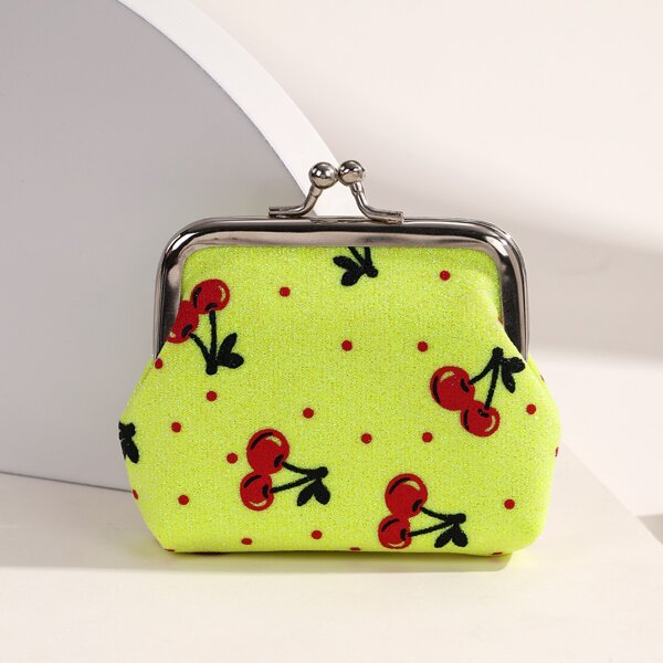 

Fruit Graphic Kiss Lock Purse, Yellow