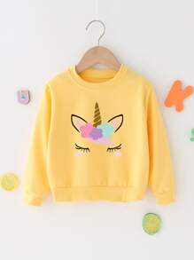 SHEIN Young Girl Unicorn Print Sweatshirt