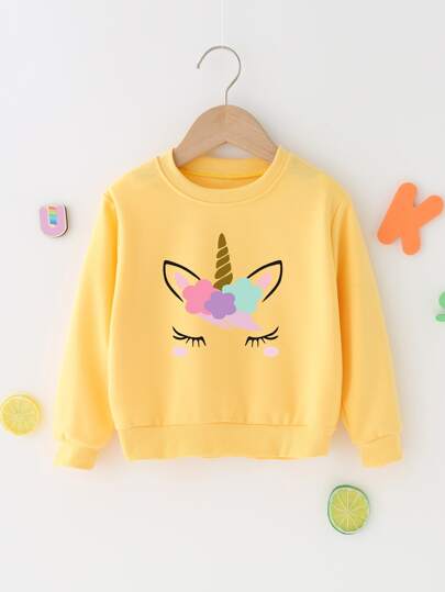 SHEIN Young Girl Unicorn Print Sweatshirt