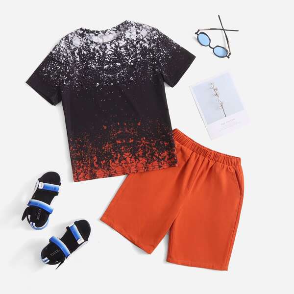 

Boys Allover Print Tee and Track Shorts Set, Multicolor