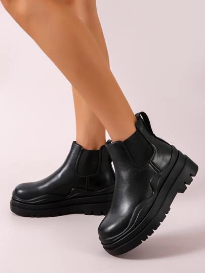 Bottines Combat Femme à Plateforme Et Talon épais - Marque Allegra K - Noir - Neuf Avec Emballage