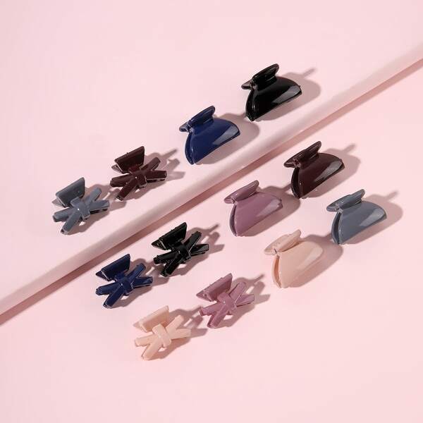 

12pcs Girls Simple Hair Claw, Multicolor